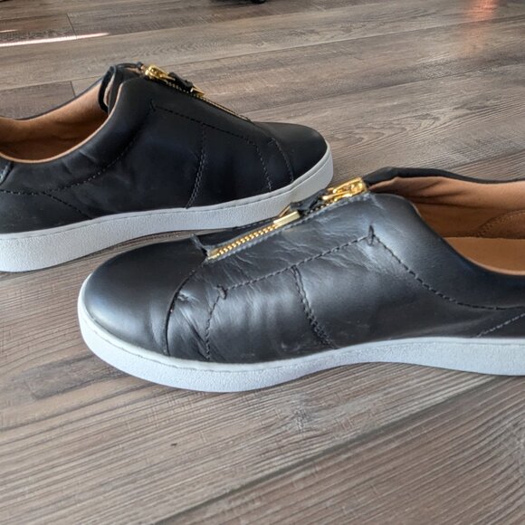 Vionic Womens Splendid Ellis Leather Orthopedic Zip Platform Sneakers Black 7.5 - Picture 4 of 11